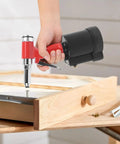 Pro Pneumatic Rivet Gun Kit With Heavy Duty Air Riveter Tool For Automotive Repair Jobs Built From Tough Stainless Steel And Durable Aluminum Alloy For Long Lasting Gutsy Performance On Every Single Job, hand-held on wood panel