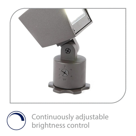 Adjustable dimming knob on Wall Wash LED Landscape Light 12V With Built In Dimming 3000K Warm White Solid Brass Bronze Coated Housing