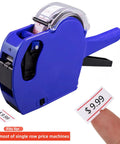 Blue price tagging gun with labels fits 30000 White Price Gun Labels On 60 Rolls For Pricing Like A Boss Pricemarker Stickers