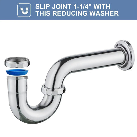 Brass P-Trap Sink Waste Kit For Basin With Reducing Washer 1-1/2 Inch Inlet 22 Gauge Chrome Plated Slip Joint Easy Install