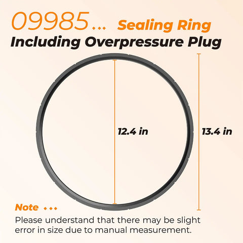 Two Pack 09985 Pressure Canner Sealing Ring And Overpressure Plug Gasket 12.4 in by 13.4 in size dimensions shown