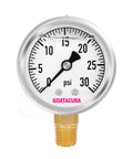 Glycerin Filled Pressure Gauge 2 Inch Dial 304 Stainless Steel Case Beefy Vibration Resistant reads 0-30 psi