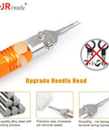 Heavy Duty Molex Pin Extractor Tool For Mini Fit Jr Terminals With Built In Plunger Depinning Setup, highlighting ergonomic design and precision tip.