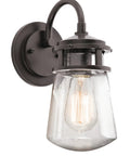 Architectural Bronze 1 Light Wall Sconce With Clear Seeded Glass, Indoor Outdoor Ready, Weatherproof, 11.25 x 5 Inch