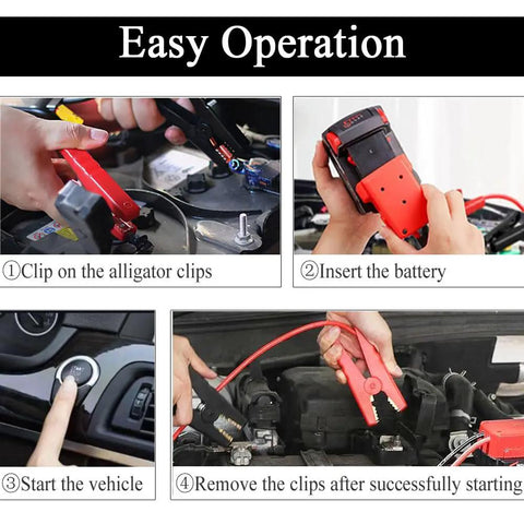 Steps for using Jump Starter Cables With Adapter For Milwaukee M18 18V Batteries 2ft 8AWG Automotive Booster Cables