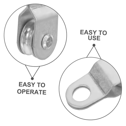 Heavy Duty 12 Pack 6mm Rope Guide Pulleys With Swivel Bearings For Lifting And Hoisting Cable Roller Wheels For Load Handling, Outdoor Hanging, Rigging And DIY Projects close-up