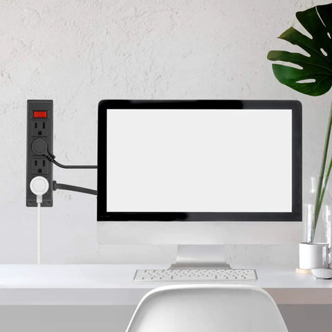 Wall Mount Power Outlet Strip With Switch, Four Outlet Mountable Power Strip With 6 Ft Cord For Under Desk Setup in office