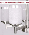 White Linen Frosted Glass Shade Replacement Set, close-up on a chandelier with stylish frosted glass covers, 5.9 inch height