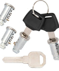 4 Pack Lock Cores Replacement For Thule Rack Core Key Cylinder with keys, showcasing metal lock cylinders and matching keys