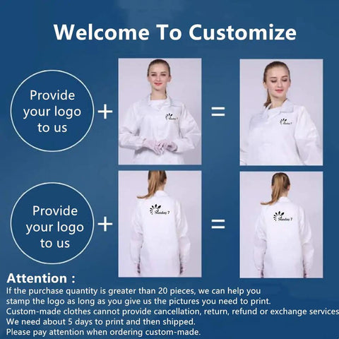 Straight Up ESD Anti Static Lab Coat With Long Sleeve For Men And Women Solid Stand Collar Zip Front Science Jacket Built Different Polyester Workwear Uniform That Handles Every Rough Shift Without Skipping A Beat In Clean Blue, customization options shown.