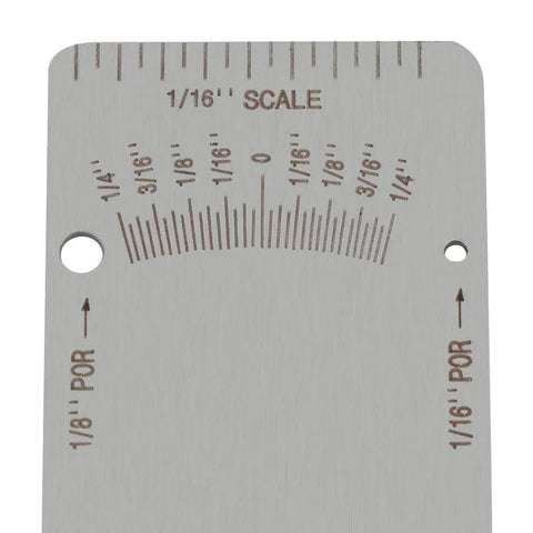 Stainless Steel Weld Gauge Undercut Depth And Crown Height Measuring Tool For Welding Inspection And Quality Control Field Ready Pro Grade With Clear Graduations For Porosity Readouts 0 To One Quarter Inch AWS D1 1 Certification Ready showing scale details.