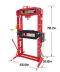 50 Ton H Frame Hydraulic Shop Press With Floor Plates For Garage And Workshop Heavy Duty Beast Steel Construction, red
