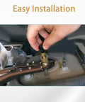 FUSCH suspension elbow air strut repair kit being installed in a vehicle’s suspension (brass elbow fitting)