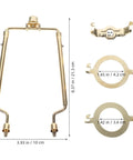 Adjustable Lampshade Harp Holder Kit With Lampshade Bracket And Hardware, golden finish, dimensions labeled