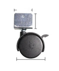 4PCS/Lot Black Caster Wheels with Brake for Office Chairs Bed carts Trolley Furniture Casters Wheels, detailed front view, size dimensions visible.