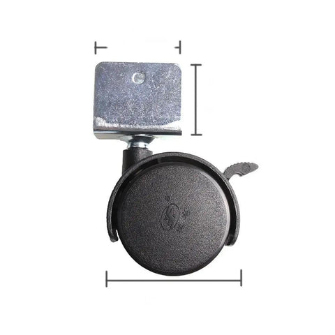 4PCS/Lot Black Caster Wheels with Brake for Office Chairs Bed carts Trolley Furniture Casters Wheels, detailed front view, size dimensions visible.