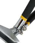 Close-up of 3 Inch Curved Sheet Metal Hand Seamer for bending, flattening and straightening, pro-grade metalworking pliers with black grip
