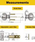 Measurements of Two Pack Entry Door Knob Set With Keyed Different Locks In Solid Stainless Steel Round Ball Handle For Exterior Doors