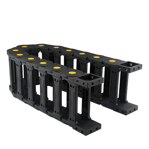 Heavy Duty 1000mm Cable Drag Chain With End Connector Tough As Nails Wear Resistant Transmission Wire Harness Protector For Robots And Machinery Dual Row Smooth Travel System, black polymer design