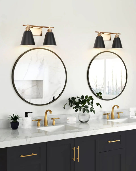 Black And Gold 3 Light Vanity Light For Bathroom Over Mirror 23 Inch Sleek Modern Farmhouse Wall Sconce With Metal Shade Elevates Decor And Brightens Up Your Space