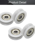 Nylon U Shape Groove Pulley Wheel Set 4x18x6mm Guide Bearing Ball Wheel For DIY Projects, Mechanical Gear, Doors And Windows, White, Low Noise, Smooth Glide, 4 Pieces, white nylon pulley wheels with ball bearings