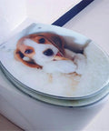 No Drama Toilet Seat With Silent Auto Lowering Lid Solid Mdf Frame Quick Release Hinge Universal Oval Round Fit Cool Beagle Print Pattern