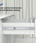 20 Inch Push To Open Soft Close Drawer Slides Heavy Duty Pair With Smooth Hydraulic Damping For Quiet Operation Easy Soft Close And Push Open Ideal For Kitchen Cabinets And Office Drawers, installed on white drawer