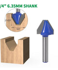 Premium 60 Degree Wood Carving Router Bit With Tough Tungsten Cobalt Alloy Shank and Razor Sharp Edges for precision cutting.