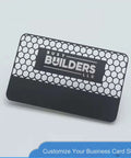 Thick 0.42mm Aluminum Business Card Blanks For Laser Engraving with busy builders design, matte black metal card, customizable style