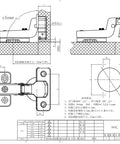 Heavy Duty Inset European Cabinet Hinges Non Soft Close Screw Mount 105 Degree Four Way Cam Adjustable design blueprint.