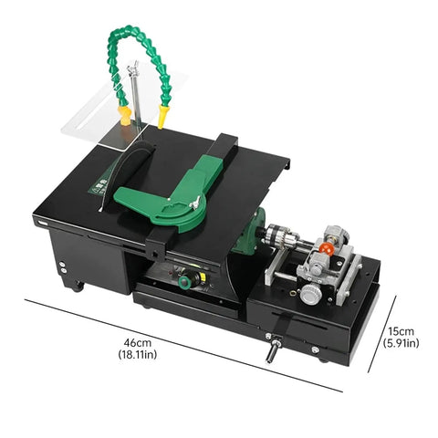 Heavy Duty 1950 Watt Bench Grinder For Jade Polishing And Gemstone Cutting Featuring Variable Speed Control and Badass Lapidary Beast Performance For Professional Jewelry Crafting Projects on a work surface.