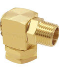 Three Quarter Inch GHT Female To One Half Inch NPT Male Garden Hose Swivel Elbow Brass Adapter For No Fuss Easy Hose To Pipe Conversion Corrosion Resistant Durable Smooth Swivel For Tight Corners, brass 90-degree fitting