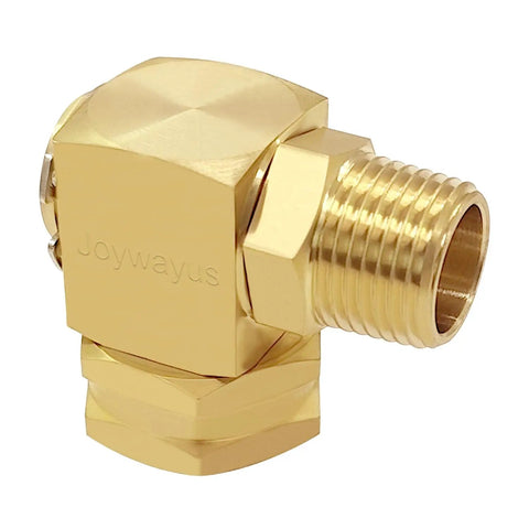 Three Quarter Inch GHT Female To One Half Inch NPT Male Garden Hose Swivel Elbow Brass Adapter For No Fuss Easy Hose To Pipe Conversion Corrosion Resistant Durable Smooth Swivel For Tight Corners, brass 90-degree fitting