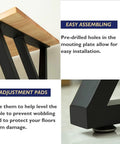 36 Inch Counter Height Table Legs By Metal Bar Steel For Kitchen And Outdoor Use Rust Resistant Powder Coated Finish shown with pre-drilled holes and foot pads.