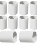 1-1/4 Inch PVC Two Way Socket To Socket Coupling Adapters, 10 Pack, Schedule 40 Furniture Grade Slip Connectors, white, DIY use