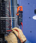 Electrician using Digital Multimeter And Clamp Meter Kit With Auto Ranging TRMS Voltage Tester For 1000V AC DC Magnetic Hanger Pro Grade Test Kit