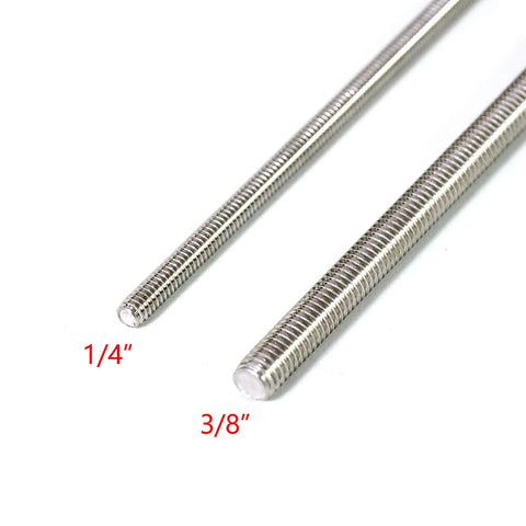 NIDAYE stainless steel fully threaded rod, 1/4 in diameter, 12 in length, right-hand threads, set of 4