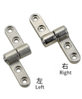 Pair of left and right 360-degree damping hinges with cylindrical dampers and 3-hole mounting plates.