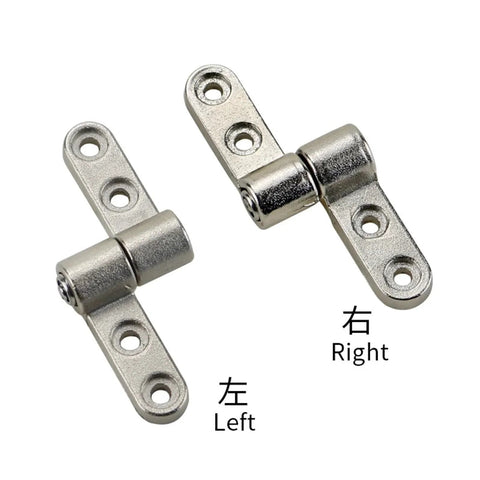 Pair of left and right 360-degree damping hinges with cylindrical dampers and 3-hole mounting plates.