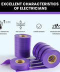 Purple Electrical Tape Ten Pack Waterproof Three Quarter Inch By Sixty Six Feet Industrial Grade UL CSA Listed