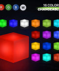 16 Inch LED Glow Cube Chair Light With Remote Control For Patio Garden Bar Cafe Outdoor Indoor Lit Mood Lamp That Changes RGB Colors