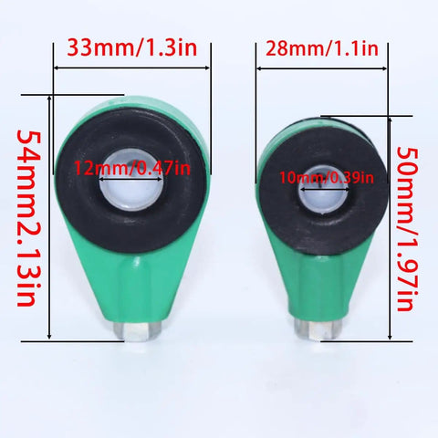 Fiat Ford Manual Gearbox Shift Cable Linkage Bushing Repair Kit For Shifter Lever Connectors End To End Replacement Parts Easy Install Compatible With Oe 55251254 555223138, showing detailed dimensions of green bushings.