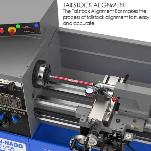 Tailstock Alignment Bar for Lathes, 12 Inch Test Bar With Precision Ground Hardened Steel Ends shown aligning tailstock to headstock