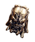 Vintage Antique Copper Predator Pendant With Strategic Gear Design And Retro Artsy Relics For Keychains Bags Or Leather Notebooks, top view.