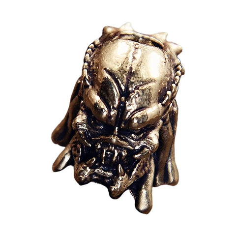 Vintage Antique Copper Predator Pendant With Strategic Gear Design And Retro Artsy Relics For Keychains Bags Or Leather Notebooks, top view.