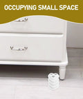 Heavy Duty Peel And Stick Caster Wheels Featuring Stainless Steel Rollers under a furniture leg for easy mobility in small spaces.