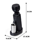 Game Changer Electric Coffee Grinder With Forty Millimeter Stainless Steel Conical Burrs And Nineteen Adjustable Grind Sizes For Perfect Drip French Press And Cold Brew Coffee Setup in black with stainless steel hopper.