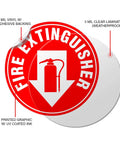 Set Of 5 Fire Extinguisher Signs 4 Point 5 Inch Circle Waterproof Laminated Vinyl Stickers Stick On 4 Mil Durable Scratch And Fade Resistant Fire Safety Labels For Building And Office