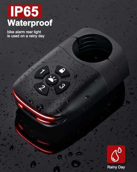2 In 1 Bike Alarm With Taillight And USB Rechargeable Battery To Scare Off Thieves 105dB Anti Theft Siren Brake Sensing Rear Light IP65 Waterproof 4 Modes Safety Flash Vibration Sensor For Ebike Fast 1.5 Hour Charge