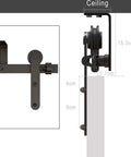 7ft Ceiling Mount Sliding Barn Door Hardware Kit For 42 Inch Wide Wooden Door, I Shape Hangers, Heavy Duty Steel Construction